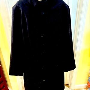 LANDS’ END BLACK WOOL BLEND STAND UP COLLAR FLARE COAT